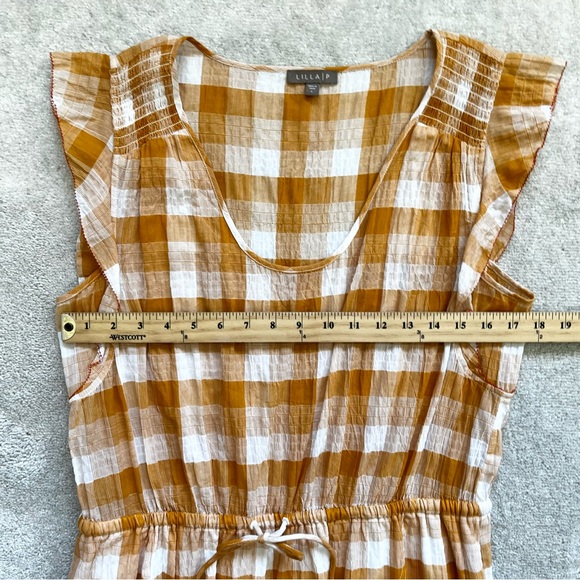 LILLA P SEMI SHEER PLAID DRESS SIZE LARGE PREPPY EFFORTLESS CASUAL Picnic Pin Up - Picture 10 of 14